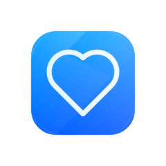 Heart glossy flat icon, love symbol