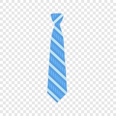 Blue striped tie icon. Flat illustration of blue striped tie vector icon for web design