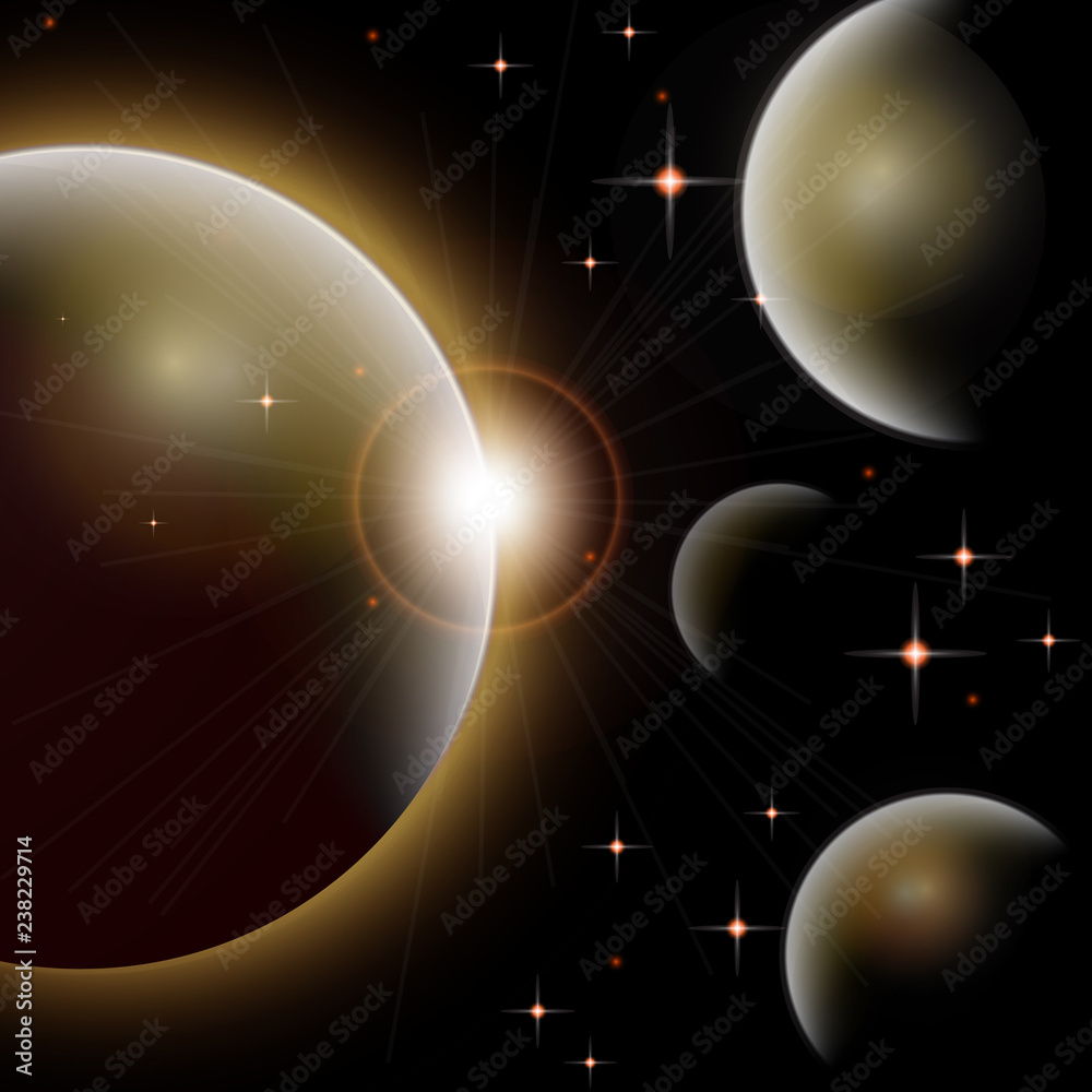 Canvas Prints galaxy background universe with planets and bright stars. cosmic abstract vector illustration for yo