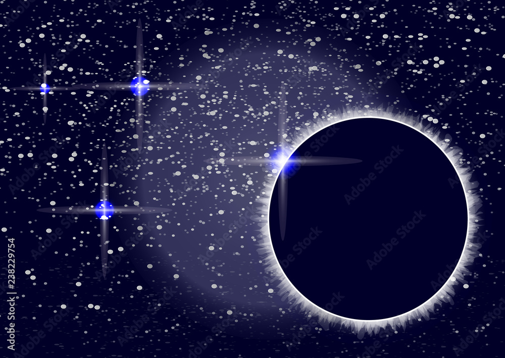 Wall mural abstract universe. creative background outer space with eclipse. vector illustration.
