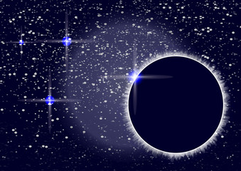 Abstract universe. Creative background outer space with eclipse. Vector illustration.