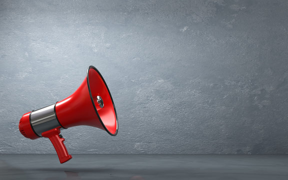 3D Illustration Megaphone Megaphone in rot