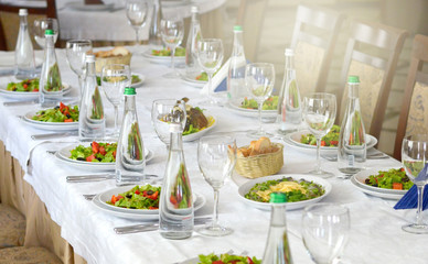 table set for dinner. elegant table setting