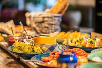 Picture of swedish breakfast table in the cafe