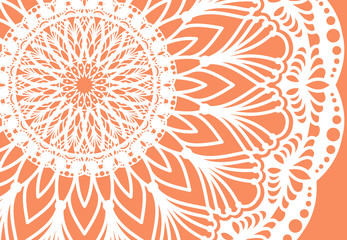 Abstract mandala graphic design and watercolor digital art painting for ancient geometric concept background