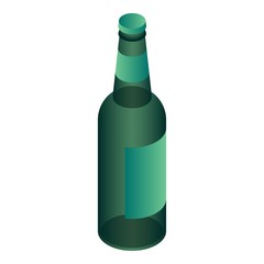 Green beer bottle icon. Isometric of green beer bottle vector icon for web design isolated on white background