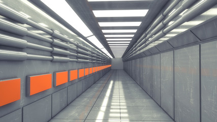 3D render Interior and futuristic architecture design