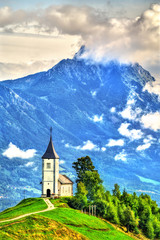 Fototapeta na wymiar Saints Primus and Felician Church in Jamnik village, Slovenia