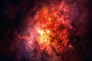 Fototapeta na wymiar Artistic Abstract Glowing Red Nebula Galaxy Artwork