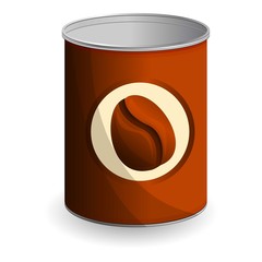 Coffee bean tin can icon. Cartoon of coffee bean tin can vector icon for web design isolated on white background