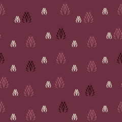 Vector Indian Leaf Shapes on vine red seamless pattern background. Perfect for fabric, scrapbooking and wallpaper projects.