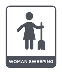 woman sweeping icon vector