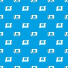 Retro microchip pattern vector seamless blue repeat for any use