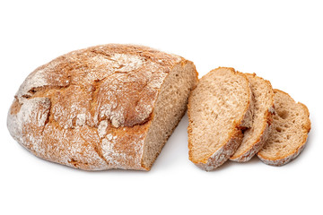 cutted Greek round bread isolated on white