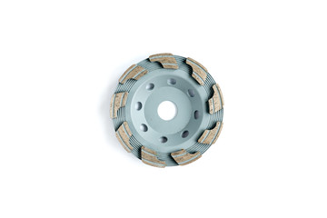 Disk (wheel) for grinding concrete and stone isolated on white background. 