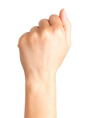 Woman clenched fist. Concept of unity, fight or cooperation