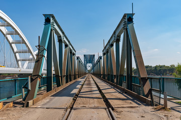 "Bosko Perosevic" bridge over Danube in Novi Sad. Railway bridge.