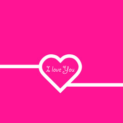 Outline Valentines day for Design, Website, Background, Banner. Heart Silhouette for greeting card or Premium flyer. Best gift. Valentines card with line heart and I Love You phrase. Vector