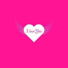 heart angel wings with text I Love You phrase icon illustration isolated vector sign symbol