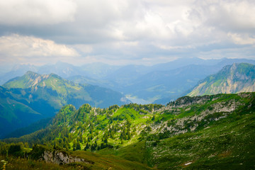 Typical summer mountains Switzerland landscape at sunny day time