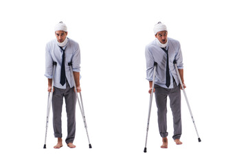 Injured businessman isolated on white 
