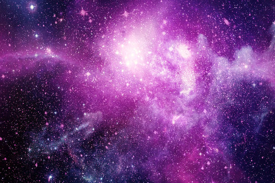 Abstract Glowing Pink Planet And Nebula Galaxy Artwork In A Space Background