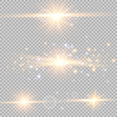 Glow light effect. Vector illustration. Christmas flash Concept. Vector illustration of abstract flare light rays. A set of stars, light and radiance, rays and brightness.