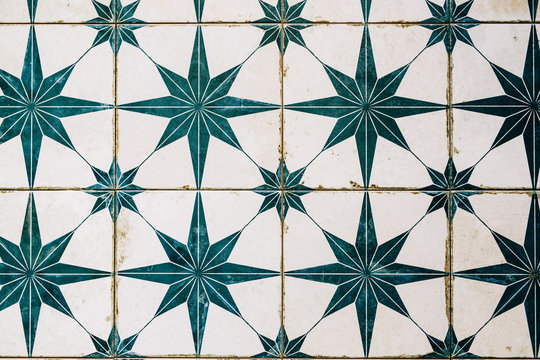 Green and White Star Pattern Tiled Background - Powered by Adobe