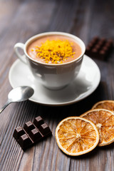 Cacao drink with orange zest