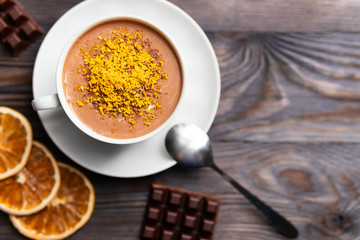 Cacao drink with orange zest