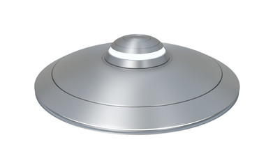 3d rendering of an object resembling a UFO isolated on a white background.