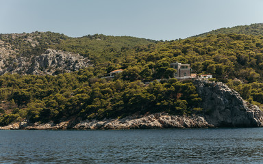 View from the sailing boat on the island of Peloponnese, Greece