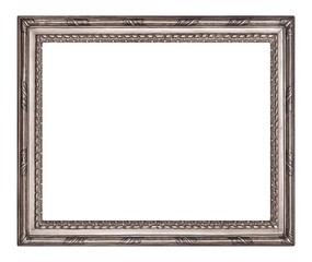 Fototapeta premium Silver frame for paintings, mirrors or photo isolated on white background