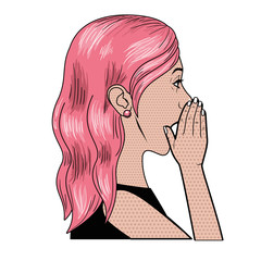 woman telling a secret avatar character