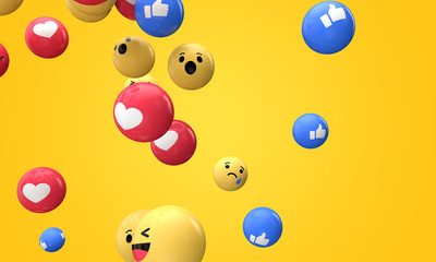 Emoji emoticon character background collection. 3D Rendering