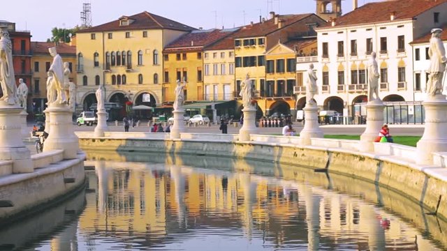 Statues and architecture of Valle in Padua, Italy.