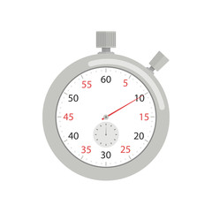  Stopwatch icon. Vector illustration in a flat style, isolated on white background.