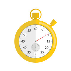  Stopwatch icon. Vector illustration in a flat style, isolated on white background.