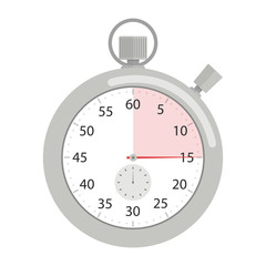  Stopwatch icon. Vector illustration in a flat style, isolated on white background.