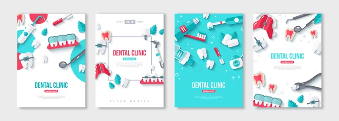 Papier Peint photo Lavable Dentistes Ensemble d& 39 affiches de dentisterie