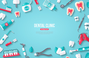 Dentistry Banner With Flat Icons