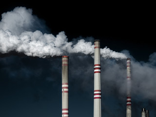 Industrial smoke stack of coal power plant
