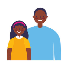 father with daughter on white background