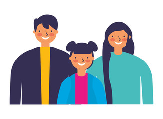 father mother and daughter portrait