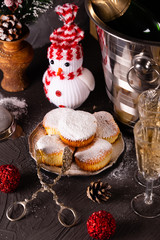 Beautiful christmas concept with sweets and accessories
