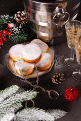 Beautiful christmas concept with sweets and accessories