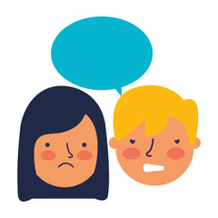 boy and girl sad emotion speech bubble