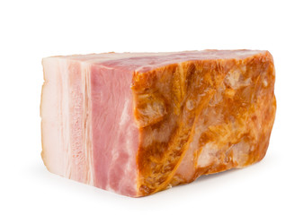 A piece of fresh lard closeup on a white. Isolated.