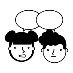 boy and girl sad emotion speech bubble