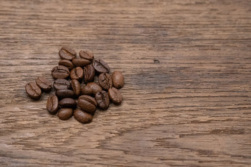 coffee beans on wooden background